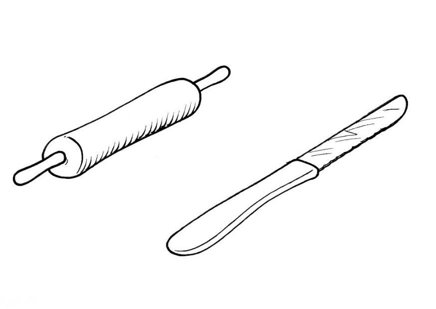 Coloriage rouleau A  patisserie + couteau